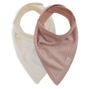 Jollein Slab Bandana Velvet Rib Wild Rose/lvory (2 pack)